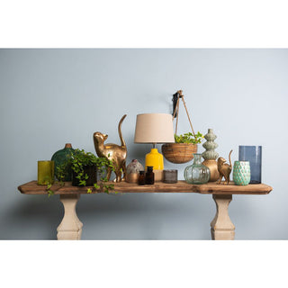 Clayre & Eef Keramikvase Grün 31 cm – Botanische ovale Design Blumenvase aus Keramik