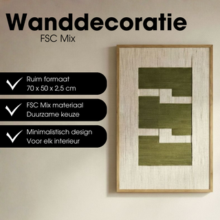 Wanddekoration Grün 70x50 cm – Modernes Wandbild Baumwolle mit grafischem Muster | Mica Decorations Wanddeko Wohnzimmer Schlafzimmer