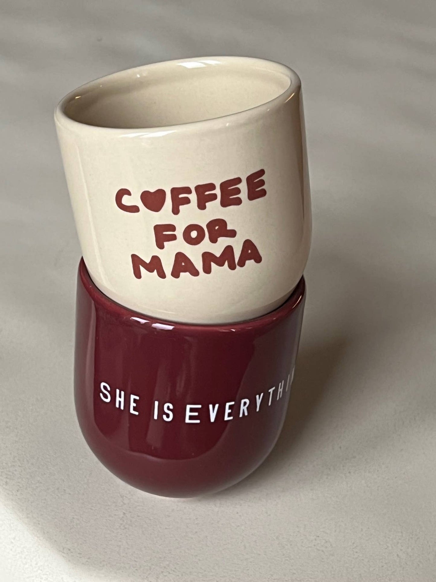 Kaffeebecher Keramik "Coffee for Mama" beige