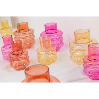 Glasvase Gelb 22,5 cm – Blumige Designvase aus Glas von J-Line