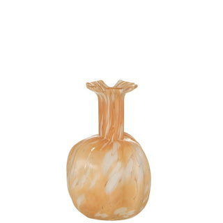 Glasvase Beige 23 cm – Moderne Dekovase Rund 14 cm – J-Line