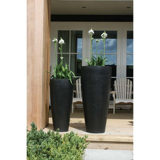 Fiberstone Pflanztopf Kentucky Schwarz – Indoor & Outdoor Design-Blumentopf | Vase The World (Ø47 H100 / Ø36,5 H80)