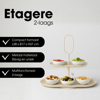 Etagere 2-stufig beige Metall – Moderne Tischdeko, Servieretagere, Deko Etagere für Küche, Wohnzimmer & Geschenke