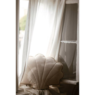 Moi Mili Muschelkissen in Creme – Weiches Samt-Kissen für Kinderzimmer & Wohnzimmer – Handgemacht, waschbar & allergikerfreundlich