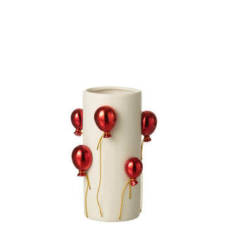 Keramikvase von J-Line in Weiß – Stilvolle Blumen­vase 22 cm