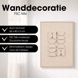 Moderne Wanddekoration Hellgrau 60x40 cm – Wandbild mit Halbkreis Relief | Mica Decorations