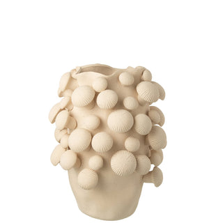 Großer Blumentopf aus Keramik Beige – Natürlicher Pflanztopf Pilzoptik für Innenräume Ø33,5 cm