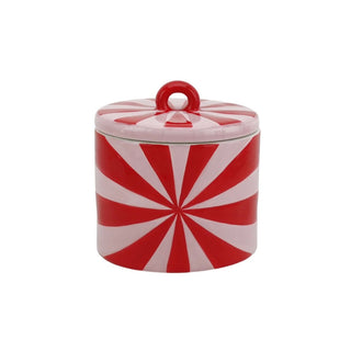 Candy Swirl Dekoglas mit Deckel – Buntes Aufbewahrungsglas im Wirbel-Design | Housevitamin - Rot/Pink - 11x11x11,5 cm