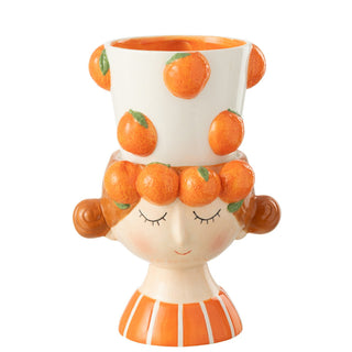 Blumentopf „Orange Girl“ 2er Set Keramik – dekorativer Pflanztopf modern & außergewöhnliche Deko