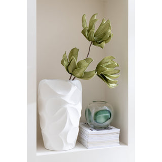 J-Line Vase Mirena Groß Weiß – Runde Design Keramikvase 43 cm für stilvolle Wohndekoration