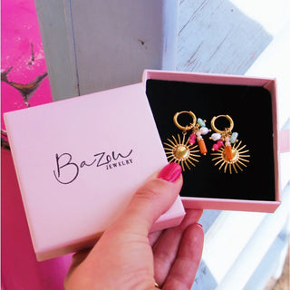 Bazou Statement Strass Creolen 4,2 cm – Funkelnde Edelstahl Ohrringe für Damen