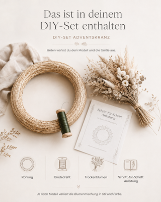 DIY-Set Adventskranz aus Trockenblumen – inkl. Materialien & Anleitung zum Selbermachen