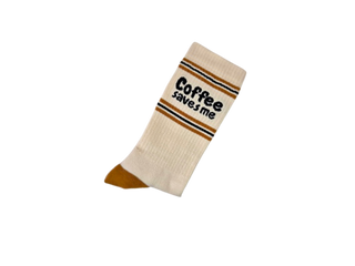 Sportliche Baumwoll-Socken für Damen & Herren – weich, gepolstert & elastisch “coffee saves me” (One Size)