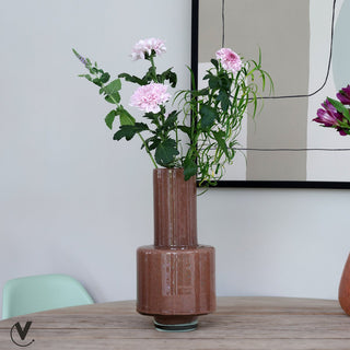 Volta Glasvase Braun 36 cm – Handgefertigte Designer Vase aus dickem Glas | Vase The World