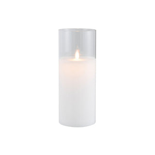 LED Kerze im Glas Transparent – Große LED Deko-Kerze 25 cm von J-Line