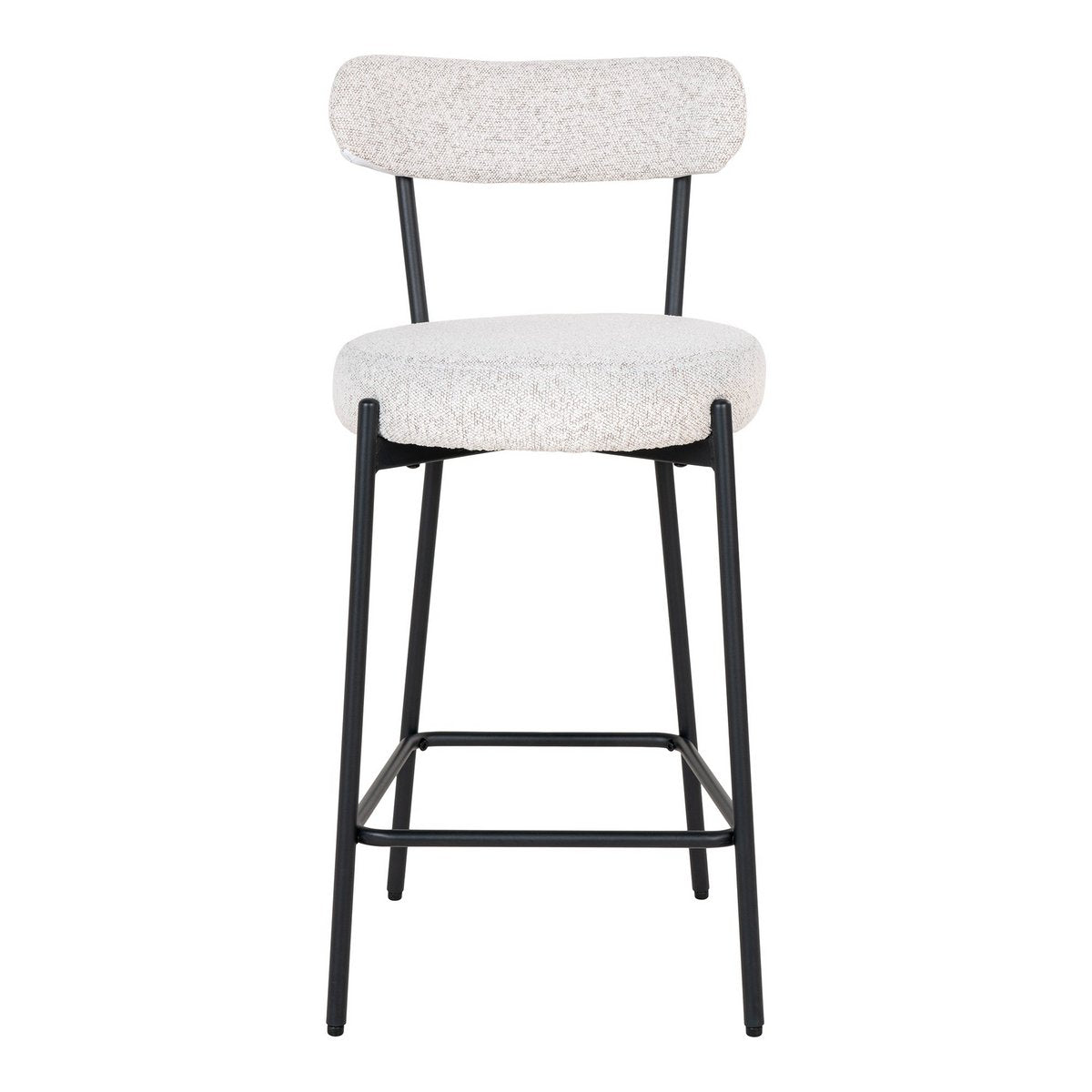 Badalona Counter Chair – Barhocker, weißes Bouclé mit schwarzen Beinen, HN1270