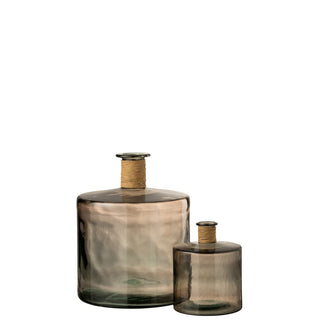 Große braune Glasvase von J-Line – Moderne Design Vase Ø 35 cm