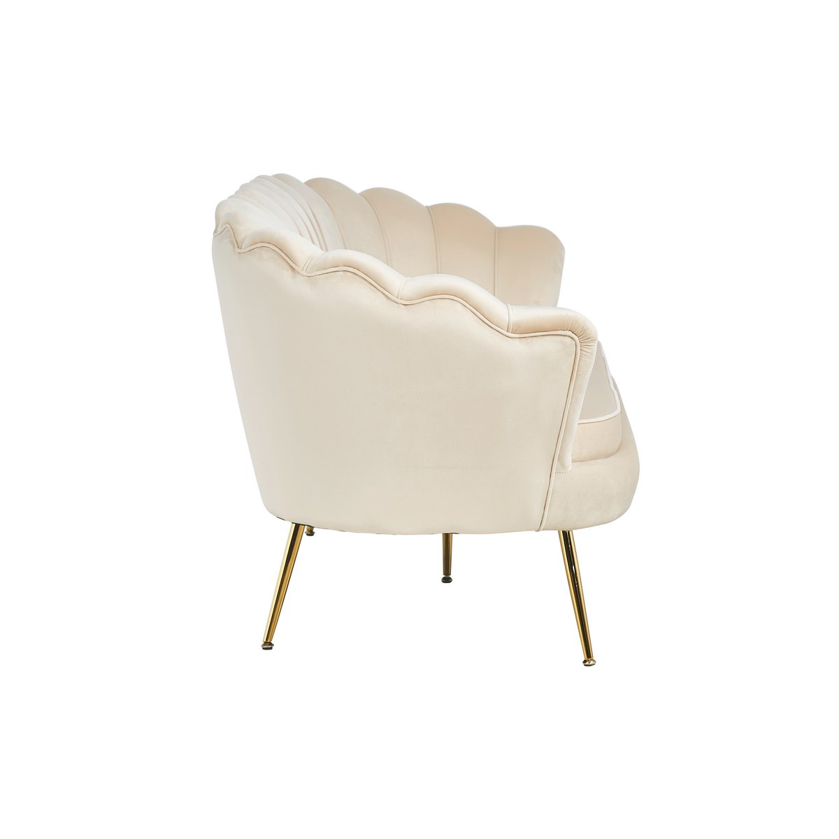 Muschelsofa 3-Sitzer aus Samt Beige