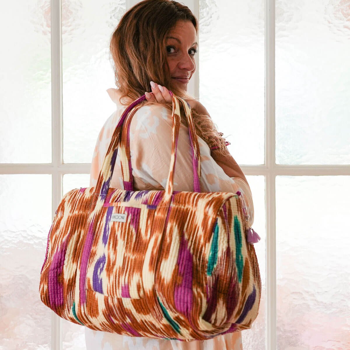 handgemachte Baumwolltasche "HAPPY IKAT"