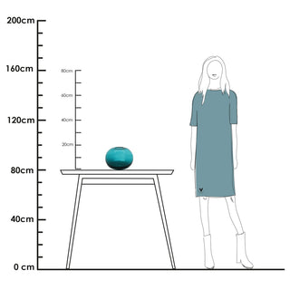 Grün-Blaue Glasvase 18 cm – Mundgeblasene Designvase für moderne Wohnaccessoires