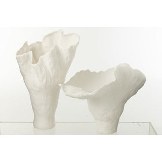 J-Line Vase Corolla Keramik Weiß – Breite Design Blumenvase aus Keramik 39,5 cm