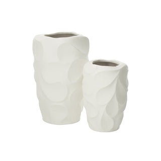 J-Line Vase Mirena Groß Weiß – Runde Design Keramikvase 43 cm für stilvolle Wohndekoration