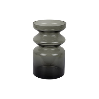 Moderne Glasvase grau – Designer Vase mit Struktur, Vase modern für Wohnzimmer Deko & Trockenblumen