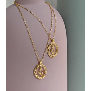 Moderne Vintage-Tulpen-Halskette – Gold-Vermeil