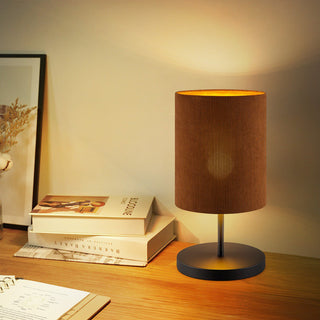 Zylindrische Tischlampe aus Cord von Home Sweet Home – Weiß – ø20 x 40 cm