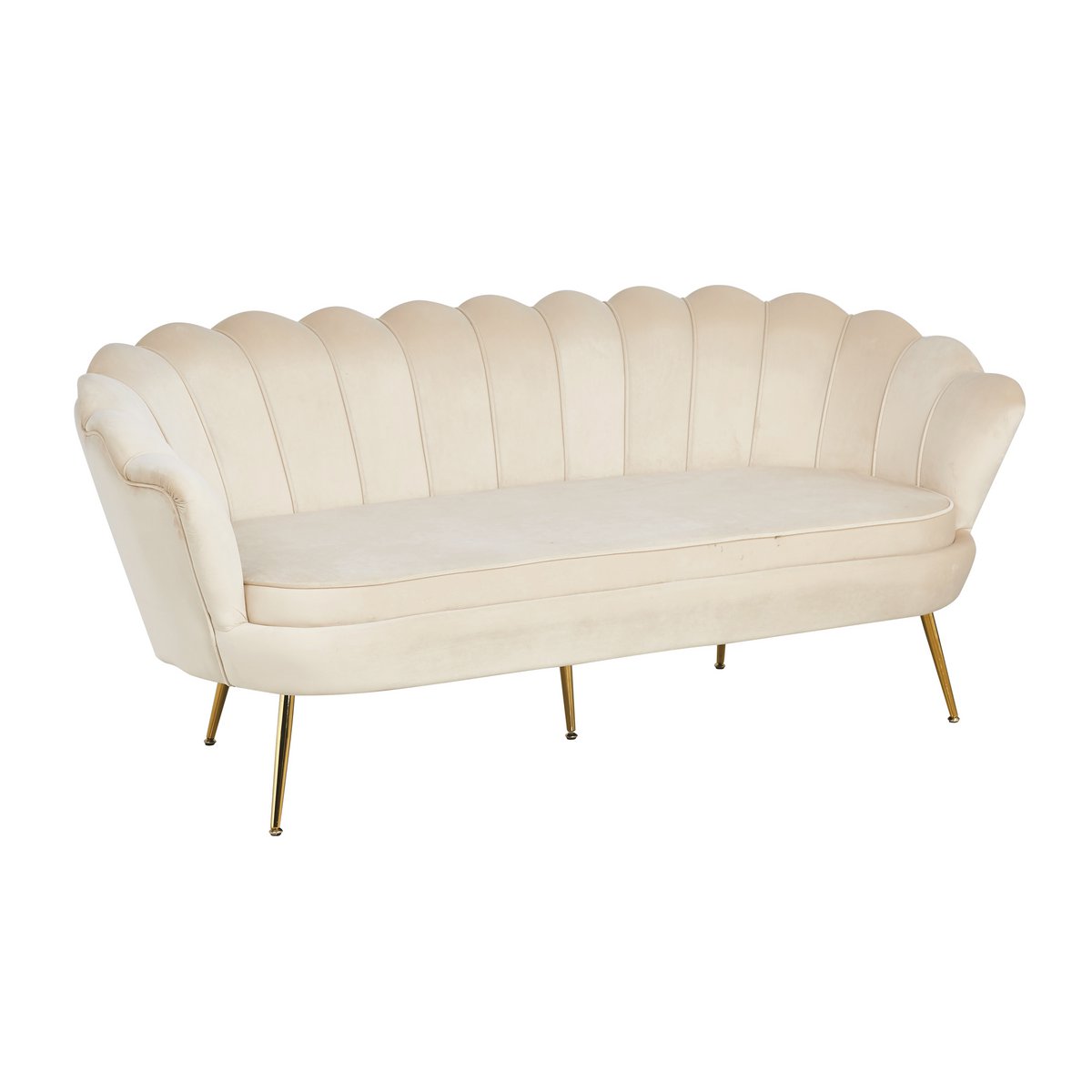 Muschelsofa 3-Sitzer aus Samt Beige