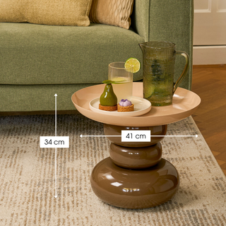 Zita Beistelltisch rund Braun-Creme 41 cm – Mica Decorations