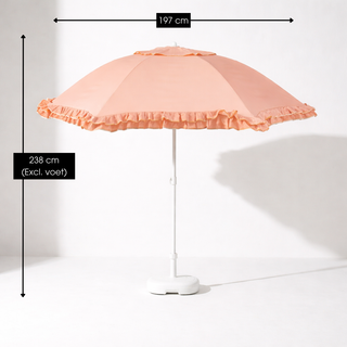 Sonnenschirm Pfirsich mit Rüschen – Outdoor Deko modern Balkon & Terrasse Ø195 cm