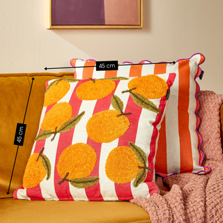 Dekokissen Orange 45x45 cm – Kissen mit Muster & Innenkissen | Mica Decorations Sofakissen Baumwolle für Wohnzimmer & Schlafzimmer