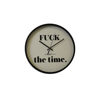 Wanduhr - 'Fuck the Time' - Schwarz/Weiß - 34x34x4 cm