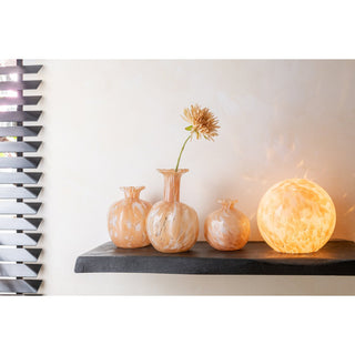 Glasvase Beige 23 cm – Moderne Dekovase Rund 14 cm – J-Line