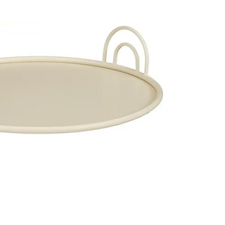 Mica Decorations Tablett Set 3er – Runde Metall Serviertabletts mit Griffen in Gebrochenem Weiß Ø30–42 cm