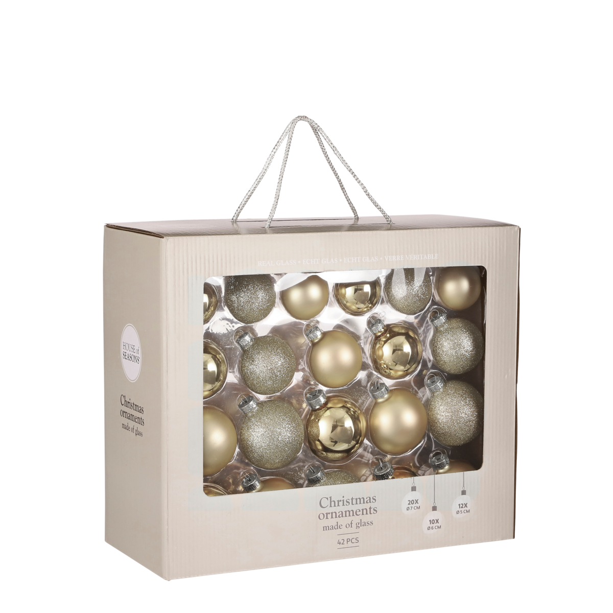 Christmas Balls Set - 42 Pieces - Ø7 cm - Glass - Champagne