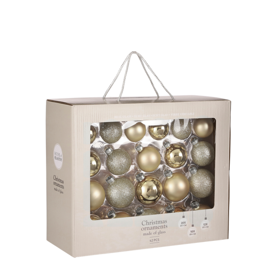 Christmas Balls Set - 42 Pieces - Ø7 cm - Glass - Champagne