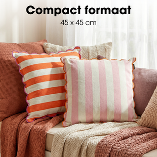 Dekokissen Rosa 45x45 cm – Gestreiftes Sofakissen mit Baumwolle & Leinen | Mica Decorations