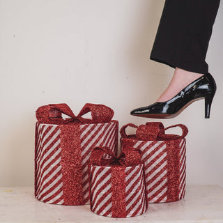 LED-Weihnachtsgeschenk – S3 – Polystyrol – Rot/Weiß – 15/20/25 cm