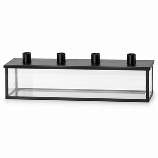 Kerzenhalter aus Metall & Glas – Schwarz, 40 cm