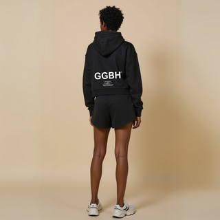 Crop Hoodie mit Reißverschluss "GGBH" - Weiss