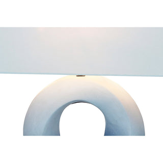 SalesFever Tischleuchte Keramik Blau-Weiß – Handbemalte Design-Tischlampe mit Leinenschirm