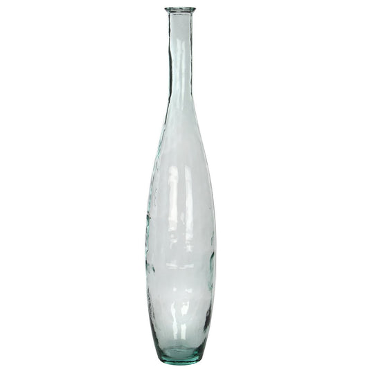 Vase -  Flaschenform H100 x Ø20 cm - recyceltes Glas - Transparent