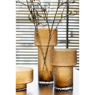 J-Line Glasvase Braun Ø28x15 cm BETTY LOW  – Große dekorative Vase aus Glas für Blumen & stilvolle Wohnraum-Deko