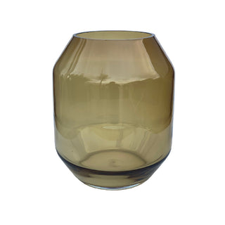 Braune Glasvase 24 cm – Mundgeblasene Designvase aus dickem Glas