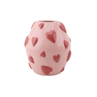 Vase -Flower Vase Hearts - Dolomit - Pink/Rot - 16x16x17,5 cm
