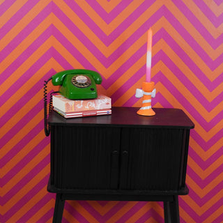 Kerzenhalter mit Bogen-Design – Moderner Dolomit-Kerzenständer | Housevitamin- Orange/Lila - 9x8x14cm