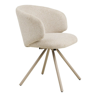 Fulham Dining Chair – Drehbarer Esszimmerstuhl Sand mit Sandfarbenen Metallbeinen | Moderner Polsterstuhl mit Drehfunktion – 2er-Set
