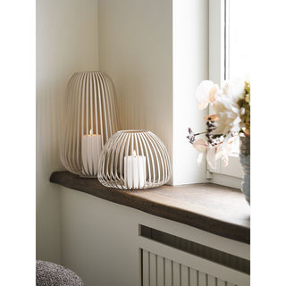 Stoense Laterne Beige Ø25x20 cm – Moderne Metall Laterne & Windlicht für stilvolle Wohnraum-Dekoration